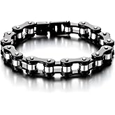 COOLSTEELANDBEYOND Ladies Mens Stainless Steel Motorcycle Bike Chain Bracelet with Buckle Clasp Polished
