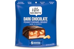 Little Secrets, Bars Nougat Chocolate Dark Peanut Caramel Bag, 3.9 Ounce