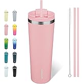 BJPKPK 30oz Tumbler With lid And Straw Stainless Steel Travel Coffee Mug Insulated Tumblers Cups,Light Pink