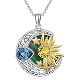 AOBOCO 925 Sterling Silver Moon Sun Star Necklace Celtic Jewelry for Women Girls