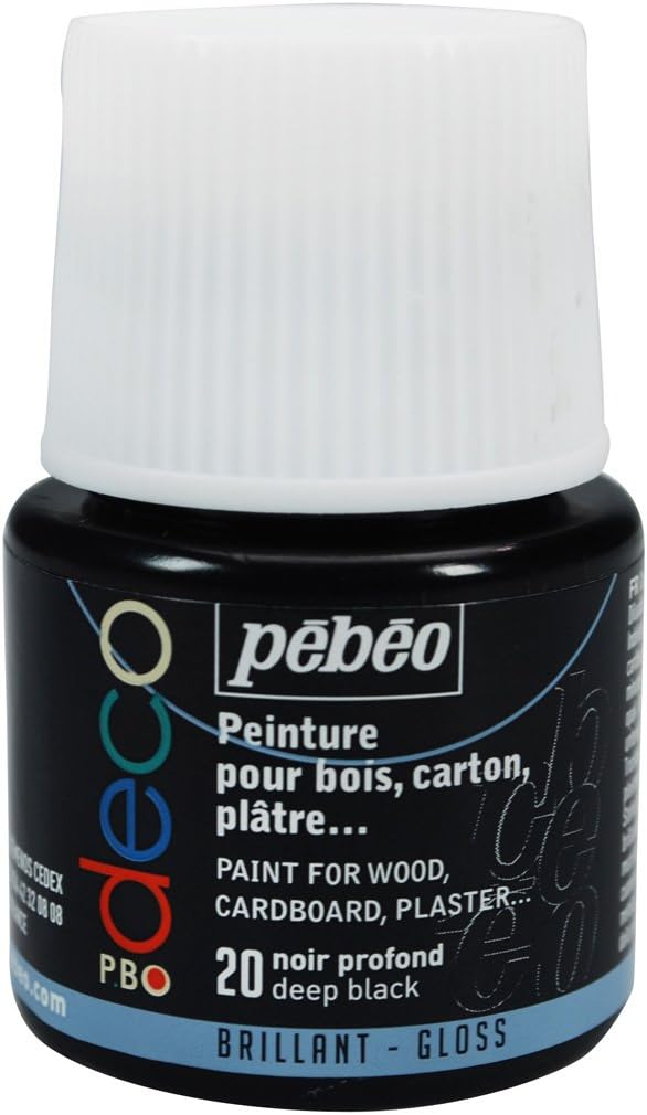 Pebeo Deco Bright Paint, Black, 45 ml, Deep Black, 45 ml (Pack of 1)