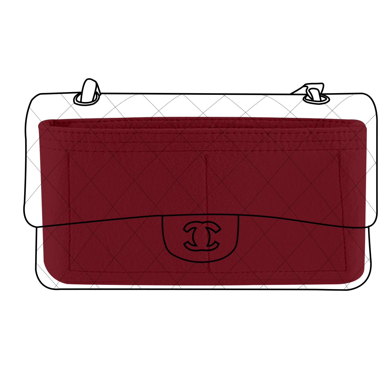 Lckaey Bag Organizer for Chanel Classic Flap cf jumbo bag Purse Insert - Handbag Felt Insert Y069claret-S