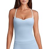 OMKAGI Sports Bras for Women Cute Sweetheart Neck Workout Tank Tops Open Back Yoga Bra Top