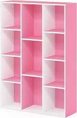 Furinno LUDER 11-Cube Bookshelf White Pink 73.9x105.9x23.9 cm Reversible view 5