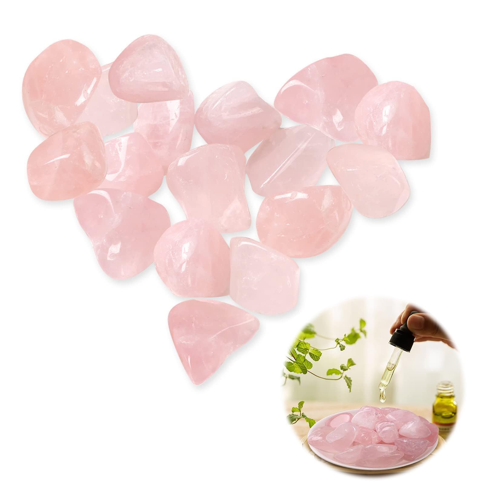 Natural Rose Quartz Crystals, Pink Tumbled Polished Stones, Universal Love, Healing Crystals, Bulk,Random Size and Quantity