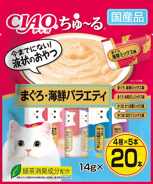 チャオ (CIAO) ちゅ~る まぐろ・海鮮バラエティ 14g×20本 猫用おやつ商品画像