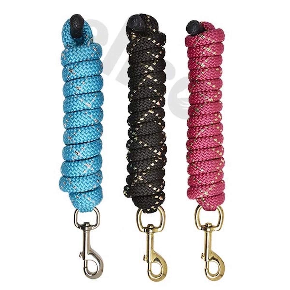 Elico Dovedale Horse Lead Rope 8ft Length with Gold Trigger Clip (Aqua/Silver)