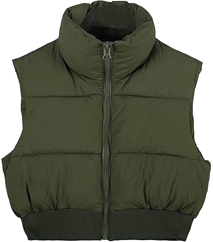 JZC Puffer Vest Women Crop Vest Lightweight Sleeveless Coat Winter
