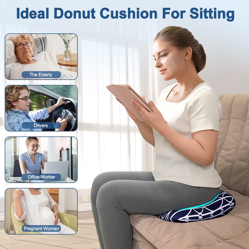 AOSSA Hemorrhoid Cushion, Donut Pillow, Doughnut Bed Sore Butt Pregnancy Pillows for Sitting, Medical Tailbone Head Hip Ear Piercing Sciatica Post Surgery Chair Seat Pad