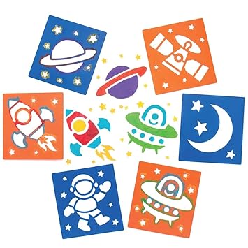 Baker Ross Solar System Stencil Set For Arts And Crafts Novelty Toys For Kids Perfect Party Loot Or Prize Bag Filler Pack Of 6