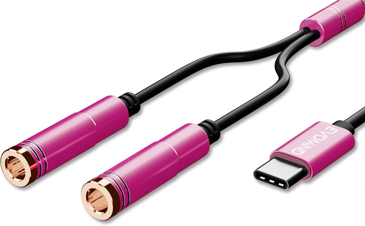 EVOMIND Splitter Audio USB Type C vers Double Jack Femelle 3.5mm 30CM