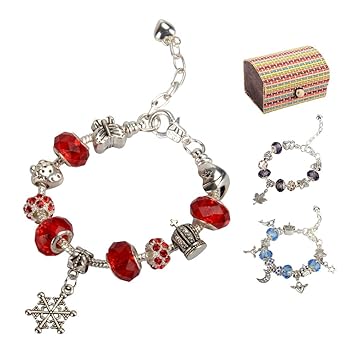 ZOOYAUE 3 Pack Charm Armband Kit DIY Schmuck Bastelset Handwerk Perle überzogen mit Silber Kette Schmuck Geschenk Set für Mäd