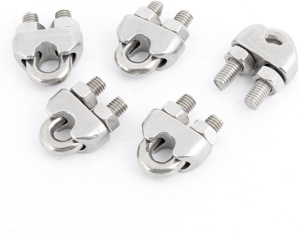 Uxcell Wire Rope Stainless Steel Replacement Cable Clip Clamp, 5 Piece