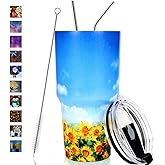 SYACOT 30oz Tumbler Double Wall Stainless Steel Vacuum Insulated Travel Mug with Splash-Proof Lid Metal Straw and Brush