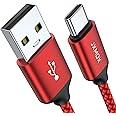 USB Type C Cable,USB A to USB C 3A Fast Charging (3.3ft 2-Pack) Braided Charge Cord Compatible with iPhone 15 16 Pro Max,Samsung Galaxy S20 S10 S9 S8,Note 9 8,A11 A20 A51,LG V30 V35,Moto Z2 Z3 (Red)
