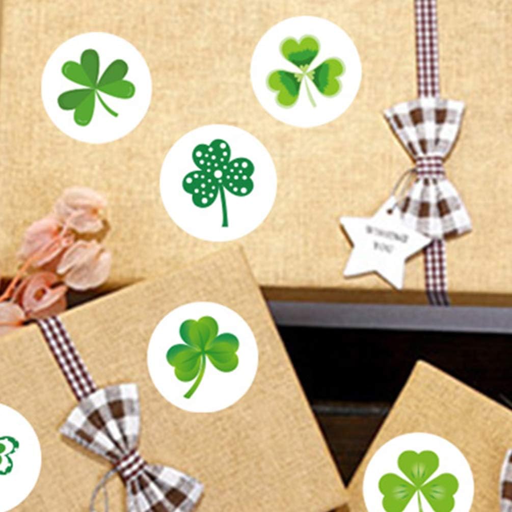 VALICLUD 500pcs St. Patricks Day Stickers Labels Self-Adhesive Shamrock Roll Stickers Thank You Sticker Lucky Clover Ornament Craft for Gifts Presents Wrapping Paper Envelope A - Image 3