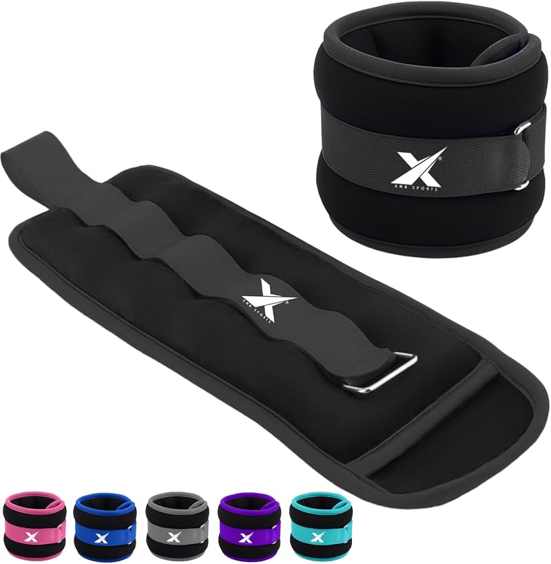 Xn8 Sports Neoprene Ankle Weights Pair 0.5-3kg with Adjustable Straps