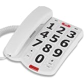 Awishwell Landline Phone for Seniors, Big Button Corded Telephone, White | Simple Easy-to-Use Elderly Phone with 2 One-Touch Dialing, SOS Emergency Button, Loud Ringer,Hearing Friendly Home Desk Phone