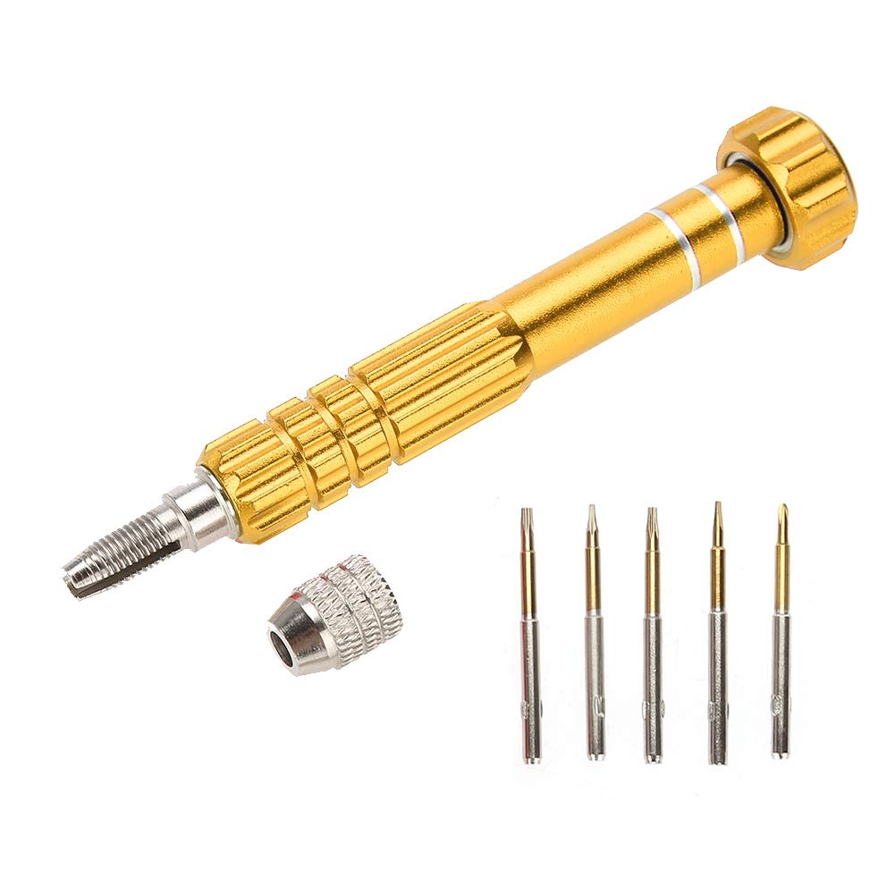Screwdriver - Mobile Phone Screwdriver, Precision Repair Tool - Mobile Phone Glasses Watch Repair Tool - Mini Precision Screwdriver Kit, Multi-Function Screwdriver(Gold)
