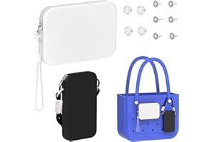 SEVENKA 2 Silicone Phone Holders for Bogg Bag Accessories Inserts, Secure Zipper Phone Case Holder Charms Compatible with Bogg Bags, Wallet Pouch Attachment for Beach Tote Bags