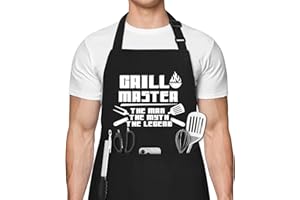 Riqiaqia Gifts for Men, Chef Apron with 3 Pockets, Adjustable Dad Aprons, Perfect for Kitchen Cooking, BBQ, Grilling, Birthday Christmas Valentine's Day Gifts for Husband, Dad