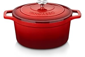 vancasso Enameled Cast Iron Dutch Oven, 6 QT Oven Pot with Lid, Round Enamel for Bread Baking, Non Stick Coating, Pot's Body 
