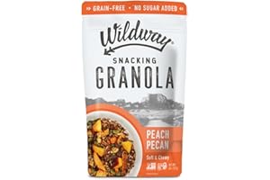 Wildway Keto Granola with Organic Ingredients | Peach Pecan | Grain-Free, Gluten-Free Cereal | Vegan, Low Carb & No Sugar Added | Paleo-Friendly, Non-GMO | Nutrient-Rich Fruit & Nut Snack | 8oz