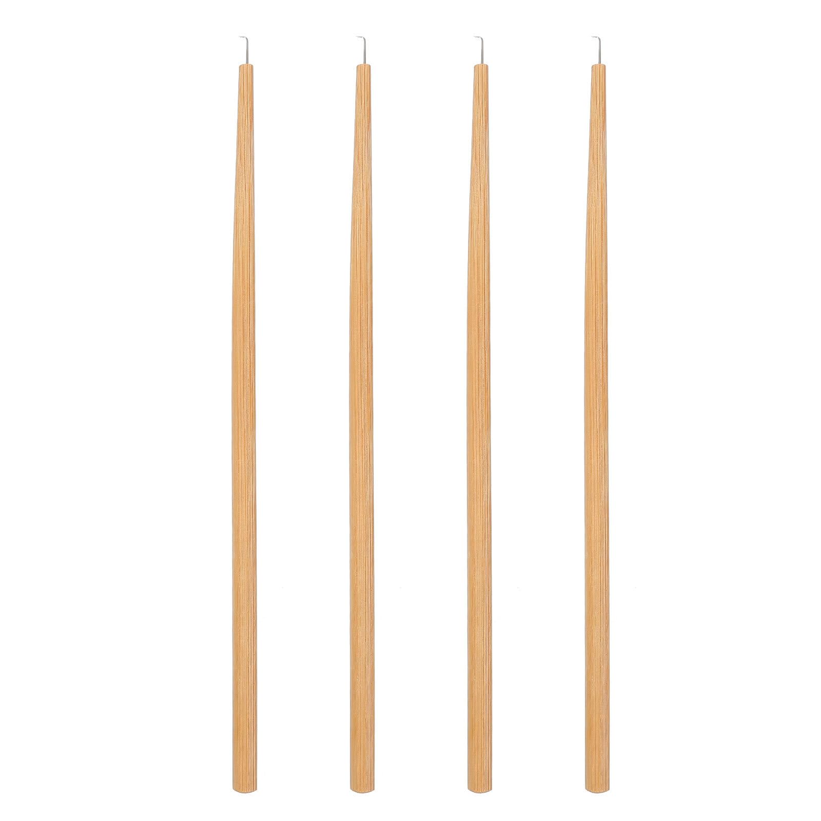 Lurrose 4pcs Stainless Steel Hair Extension Tool Hair Crochet Hook Wooden Handle for Wig Crochet Needles for DIY Projects