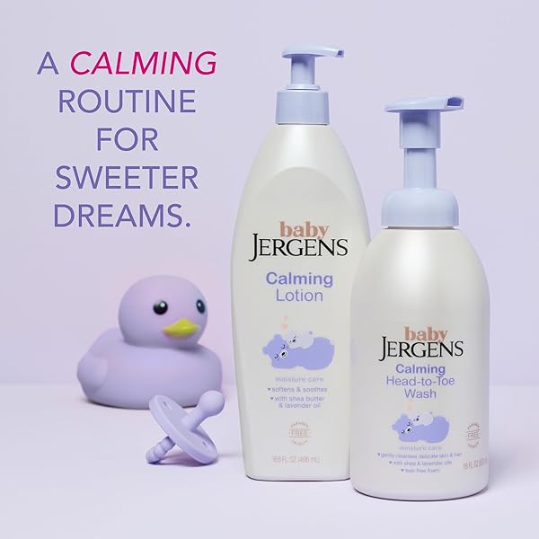 JERGENS BABY CALMING HEAD TO TOE FOAMING WASH, BABY SHAMPOO AND BODY WASH, SHAMPOO TEAR FREE, KIDS FOAMING BODY WASH, 18 FL OZ