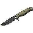 Böker MAGNUM® Bushcraft Drop - professional outdoor knife with 440A fixed blade - robust survival - Kydex sheath & 90° belt adapter - scouting knife with G10 handle green