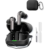 Case for EarFun Air Pro 4+ Earbuds,Soft Protective,BOVUGAC Silicone Case Cover with Keychain & Cleaning Kit & Lanyard for EarFun Air Pro4 Plus-Black