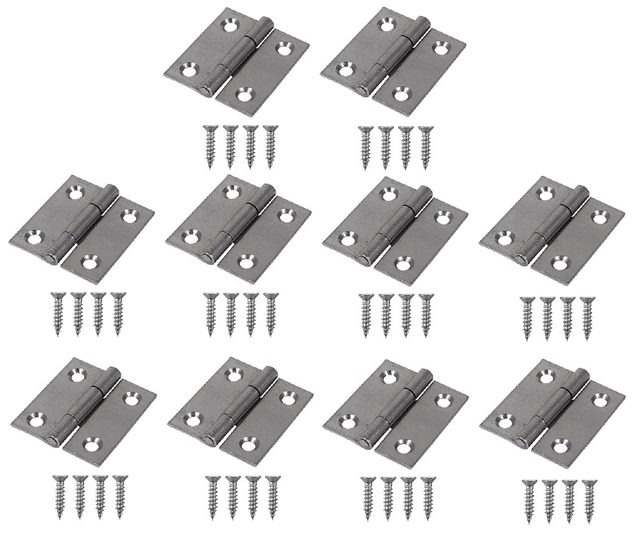 TERF® Steel Butt Hinges 50mm Door Butt Hinges Folding 50mm [2 inch] Self Colour for Home Furniture Bathroom Cabinet Window Internal Doors Including Fixing Screw - Pack of 10