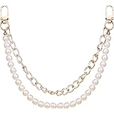 Gegraterwa Purse Chain Pearl Bag Chains Purse Charms with Gold Straps Bag Charms for Handbags(1)