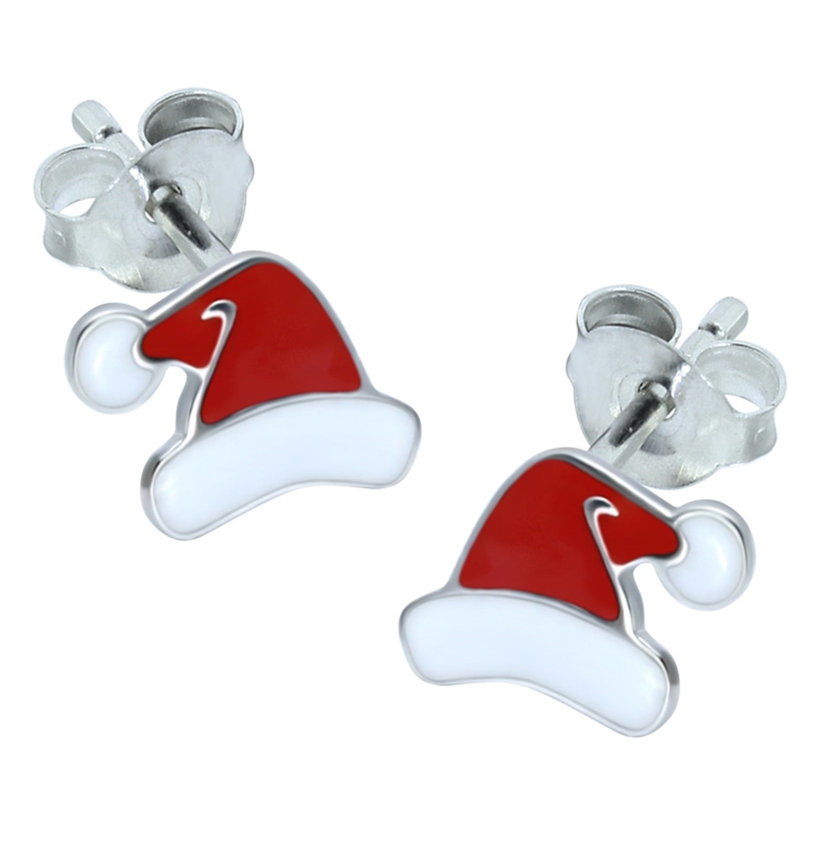 Santa Hat Christmas Earrings - 925 Sterling Silver
