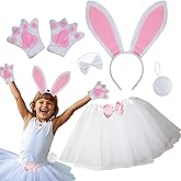Kirei Sui Kids Costume Bunny Animal Ears Headband Bowtie Tail Tutu Paws Set