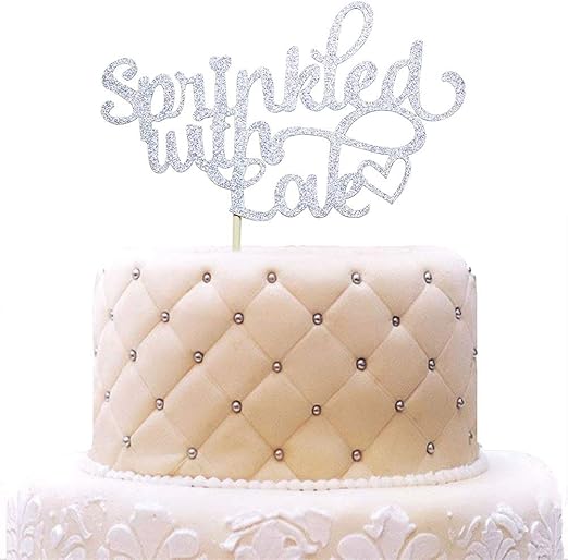 Amazon Com Wohappy Sprinkled With Love Cake Topper For Baby Shower Wedding Birthday Party Decorations Silver Glitter Home Kitchen