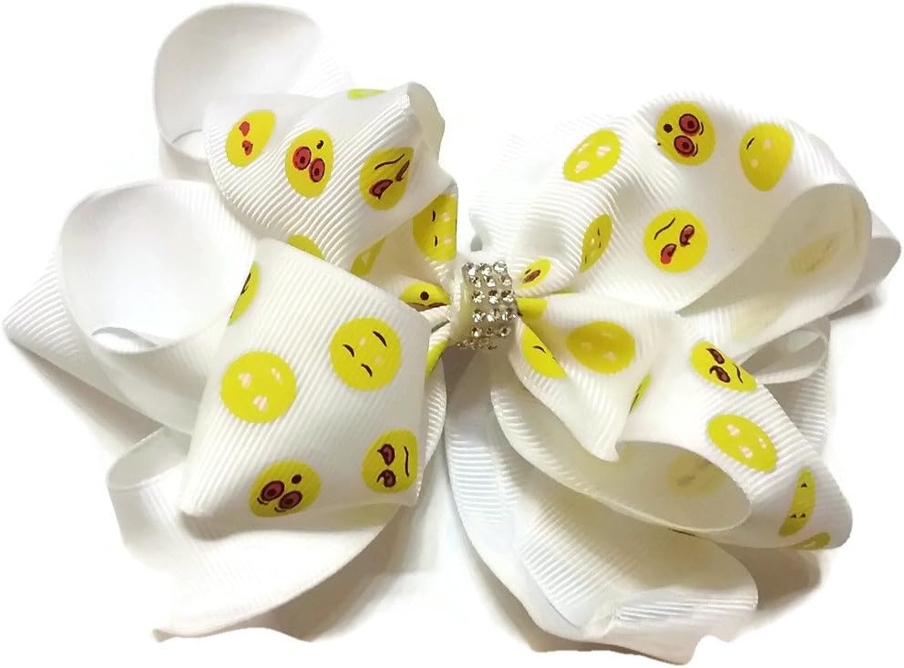 Bling Bling Emoji Hair Bow - (White)