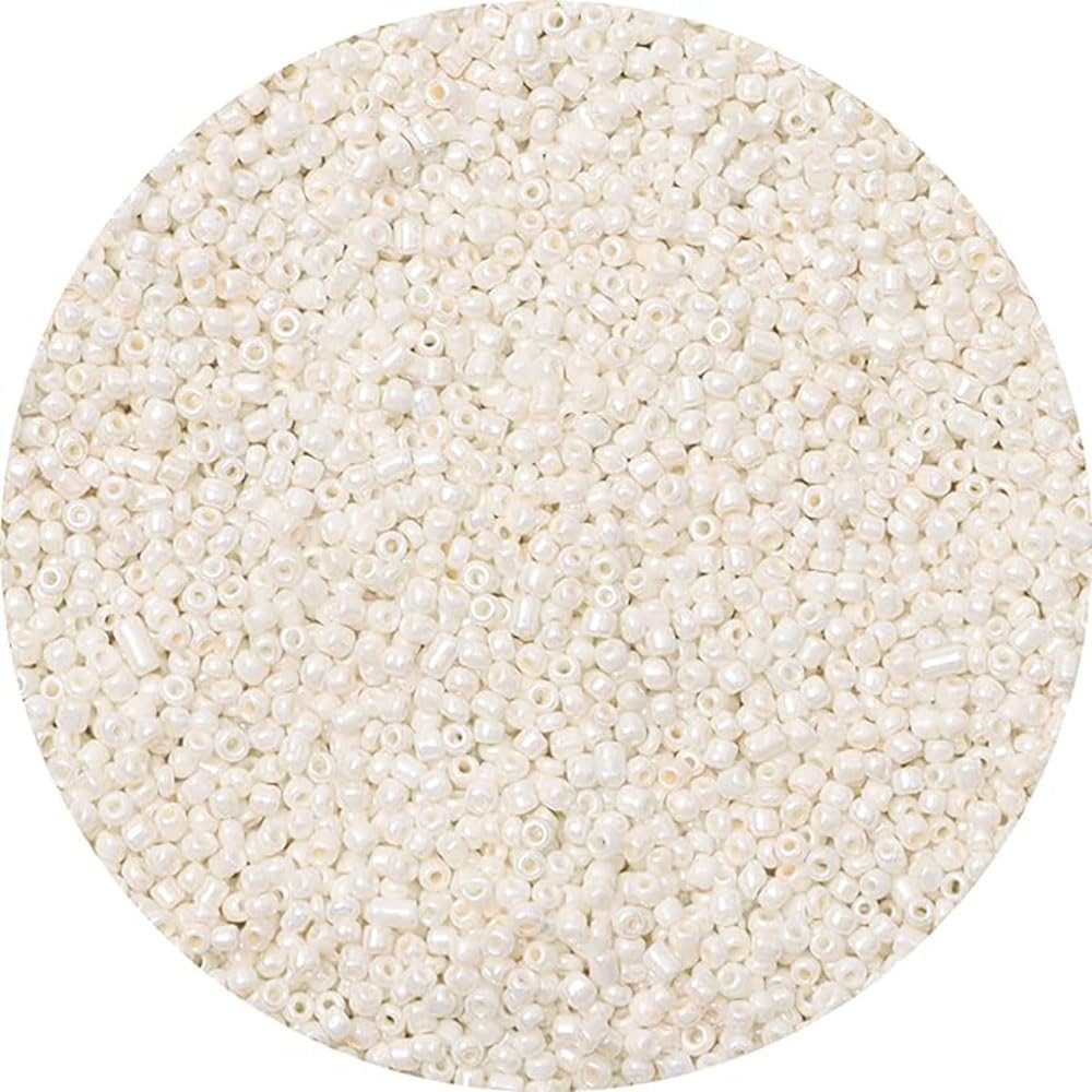 Gkelaly 12500Pcs Beige Seed Beads 2mm Bulk for Jewellery Making,White Small Glass Pony Beads for Bracelet Necklace Earring Making & Crafting — image 1