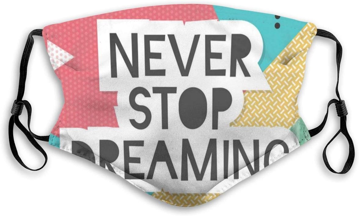 Mouth MASKS Adjustable Earloop Face Mask Popular Quote Lettering On A Hipster Funky Retro Background With Geometric Elements