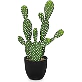 DILATATA 16.5" Small Fake Cactus Plant Potted 'Prickly Pear Cactus' Faux Cacti for Home Garden Office Decor Housewarming Gifts