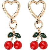 lasuroa 2pcs Cherry Keychains, Heart Shape Red Key Ring with Fruit Charm Aesthetic Key Chain Cute Tote Bag Charm for Women Backpack Handbag Purse Car Decor Accessories