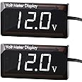 2 Pieces DC 4 to 28V Car Digital Voltmeter 12V Voltage Meter Car Audio Gauge LED Display 12V Meter Waterproof Voltage Gauge Meter for Car Motorcycle(White Light)