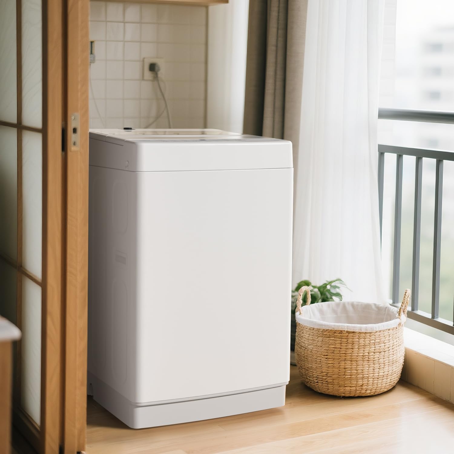 SAMKYO B700 Washing Machine, Fully Automatic, For 1-3 People, Width 20.1 inches (51 cm), Minimum 10 Minutes, Clear Glass Door, Tank Cleaning, Reservation Function, Compact, Living Alone, Room Dry