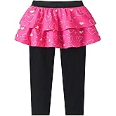 DXTON Kid Girls Leggings with Skirt Toddler Girl Printed Tutu Skirt Pant Birthday Party 3-12 Years