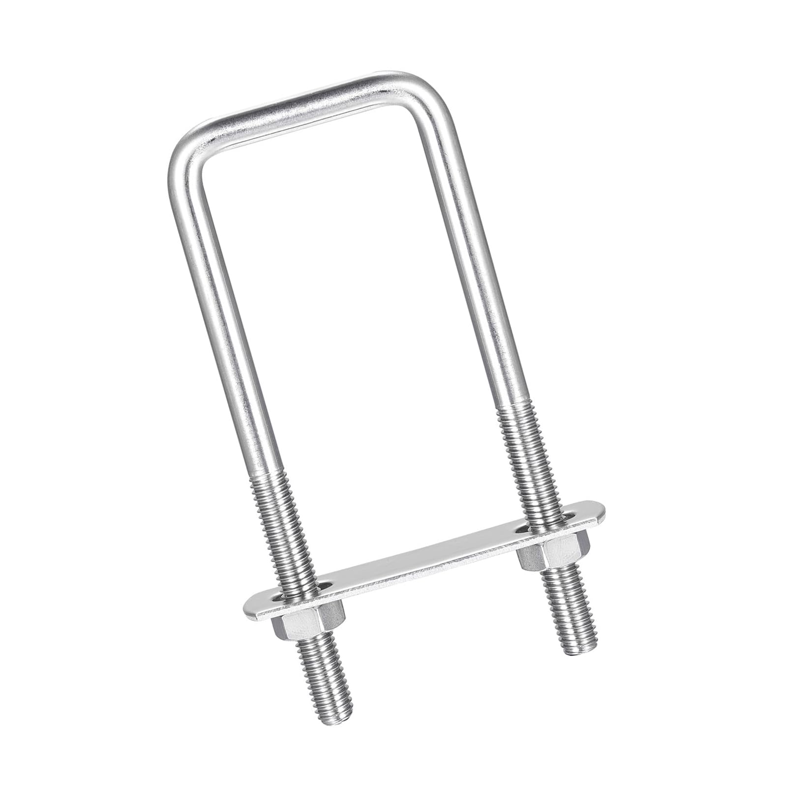 MACHSWON Square U-Bolt,2 Set 304 Stainless Steel M8 U Bolts 45mm(1.65") Inner Width 120mm Length with Nuts and Frame Plate for Automobiles Boat Trailer