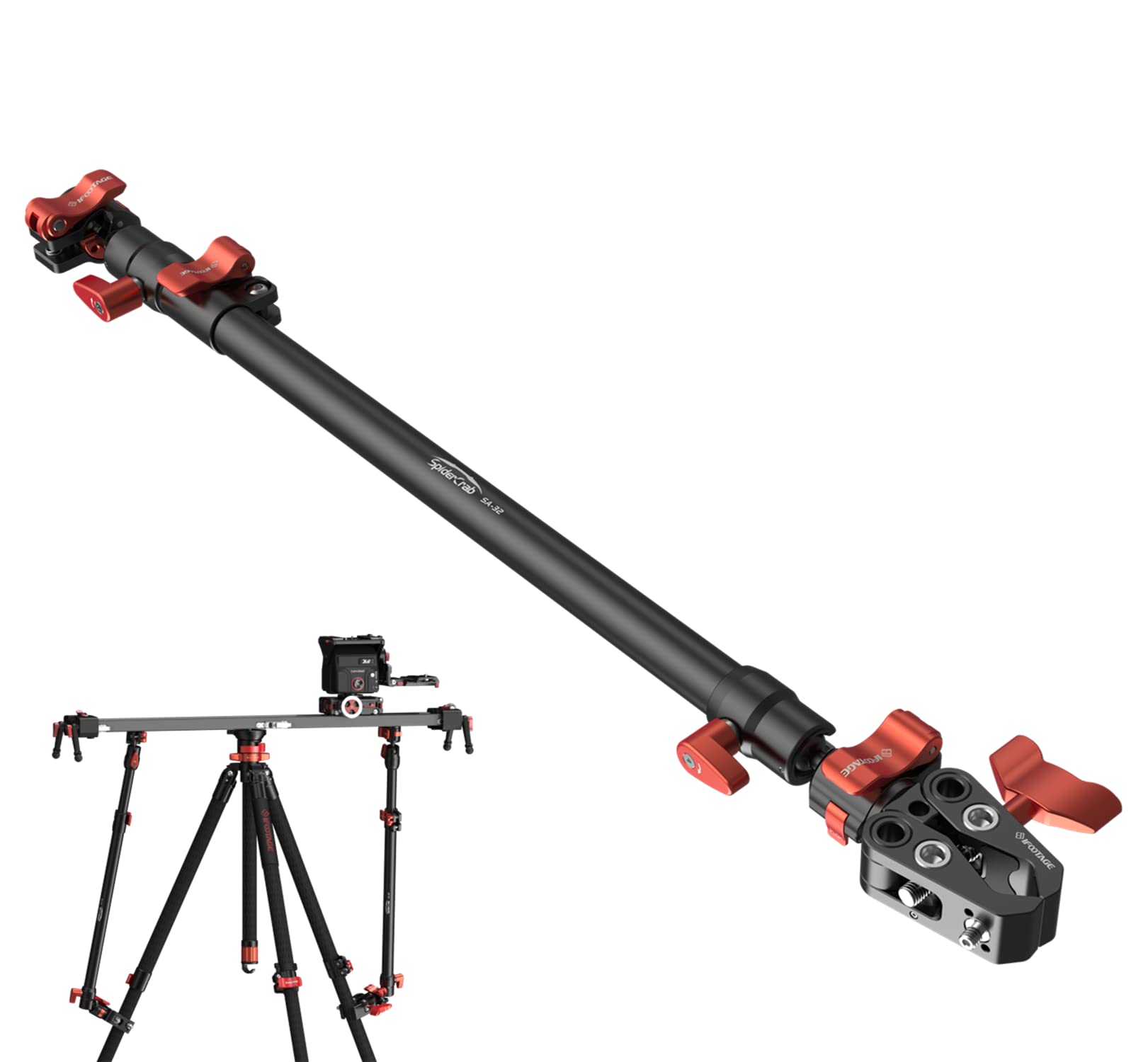 IFOOTAGE Camera Slider Support Arm Stabilizer SA-32, 32" Length Adjustable Telescoping Support Rod with C Clamps and Quick Release Ballhead for Camera Video Slider Rail and Tripod