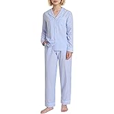 Pintage Women's Petite Pajama Set Petite Size Cotton Seersucker Pjs