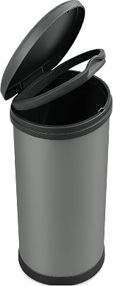 Curver 40L Deco Bin Matt Silver Waste Disposal Kitchen Home Office view 2