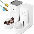 Marchul Cat Feeder and Water Dispenser Set, Automatic Cat Food Dispenser and Gravity Dog Water Bowl Dispenser with Pet Food Scoop Sponge Bottle Brush, Big Capacity 1 Gallon(3.8 L)