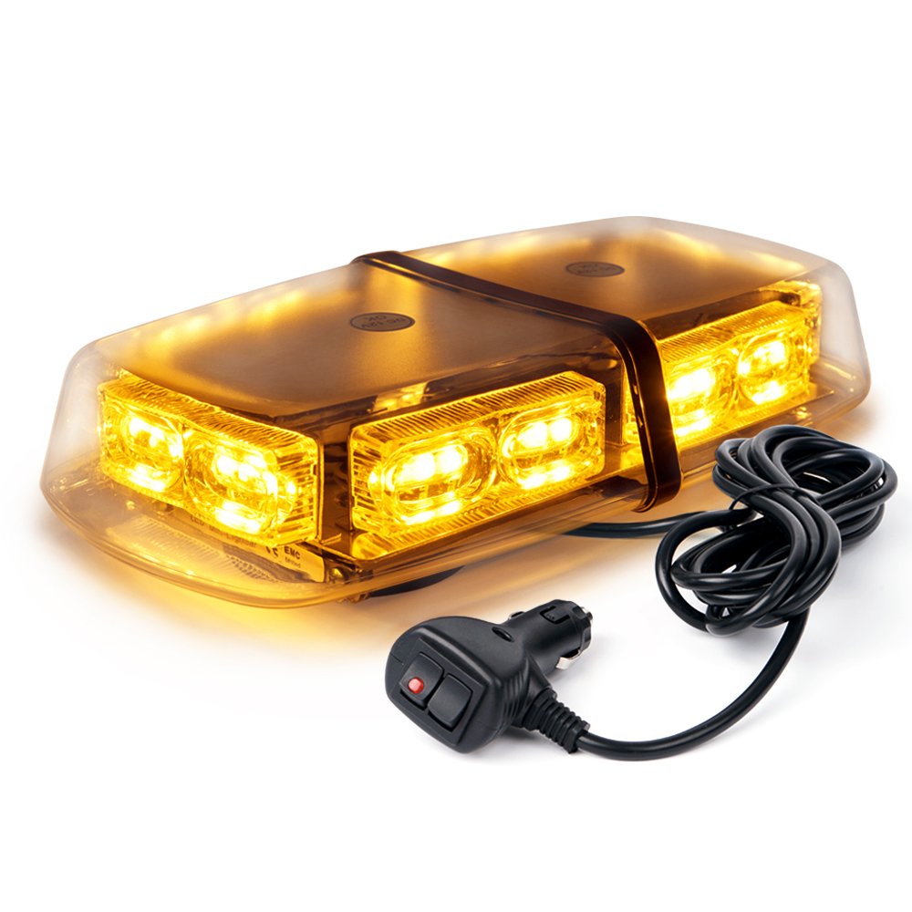 Xprite Gen 3 Amber Yellow 36 LED 18 Watts High Intensity Law Enforcement Emergency Hazard Warning LED Mini Bar Strobe Light with Magnetic Base